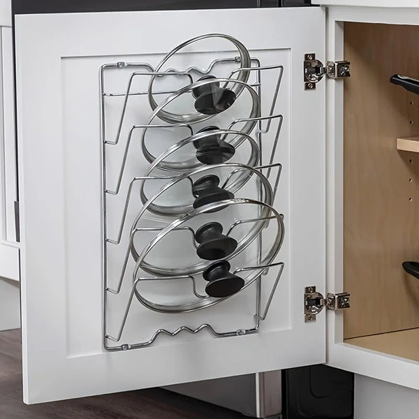 Durable metal hanging pot cover storage rack, multi-layer wall-mounted kitchen storage rack